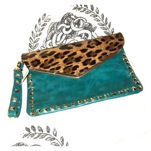 Studded Leather Clutch